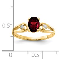 14K Yellow Gold 7x5mm Oval Blue Sapphire and1/20 Carat AA Diamond Ring view 2