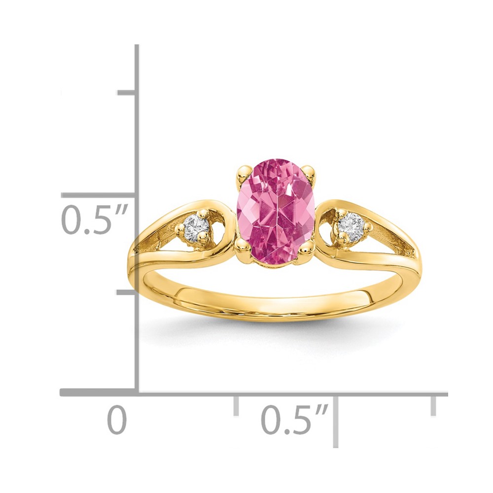 14k 7x5mm Oval Pink Tourmaline AA Diamond ring (Y2189PT/AA)