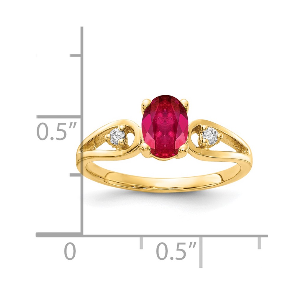 14k 7x5mm Oval Ruby AA Diamond ring (Y2189R/AA)
