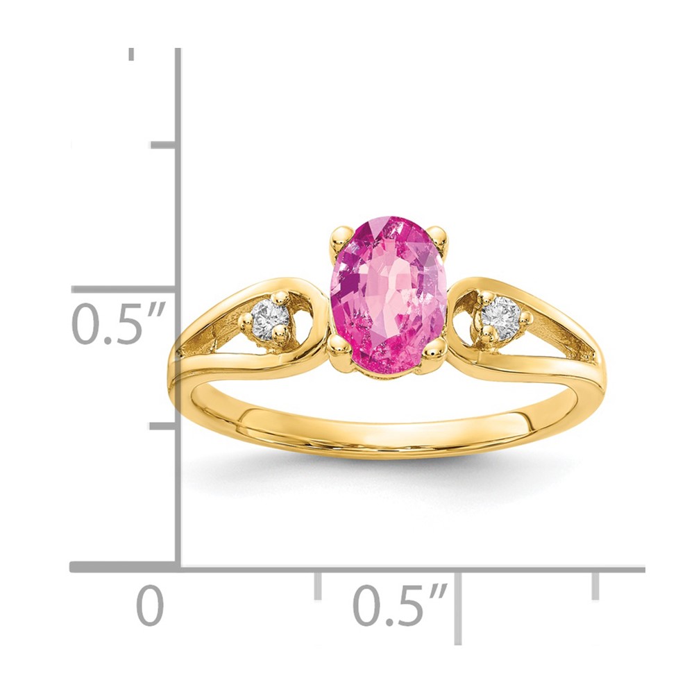 14k 7x5mm Oval Pink Sapphire AA Diamond ring (Y2189SP/AA)