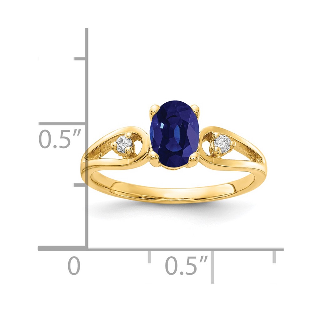 14k 7x5mm Oval Sapphire AA Diamond ring (Y2189S/AA)