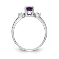 14K White Gold 7x 5mm Oval Amethyst and 0.05 Carat AA Diamond Ring view 2