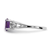 14K White Gold 7x 5mm Oval Amethyst and 0.05 Carat AA Diamond Ring view 4