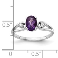 14K White Gold 7x 5mm Oval Amethyst and 0.05 Carat AA Diamond Ring view 3
