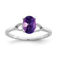 14K White Gold 7x5mm Oval Amethyst Ring view 1