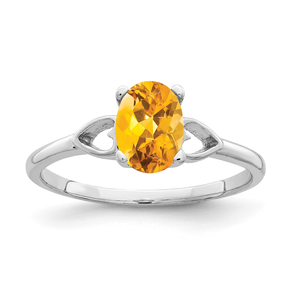 14K White Gold 7x5mm Oval Citrine Ring