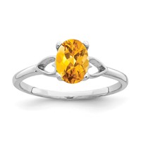 14K White Gold 7x5mm Oval Citrine Ring view 1