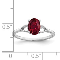 14K White Gold 7x 5mm Oval Lab-Created Ruby Ring view 2