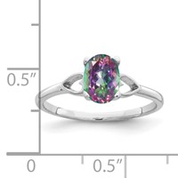 14K White Gold 7x5mm Oval Mystic Fire Topaz Ring view 2
