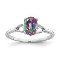 14K White Gold 7x5mm Oval Mystic Fire Topaz Ring view 1