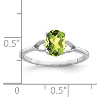 14K White Gold 7x 5mm Oval Peridot Ring view 2