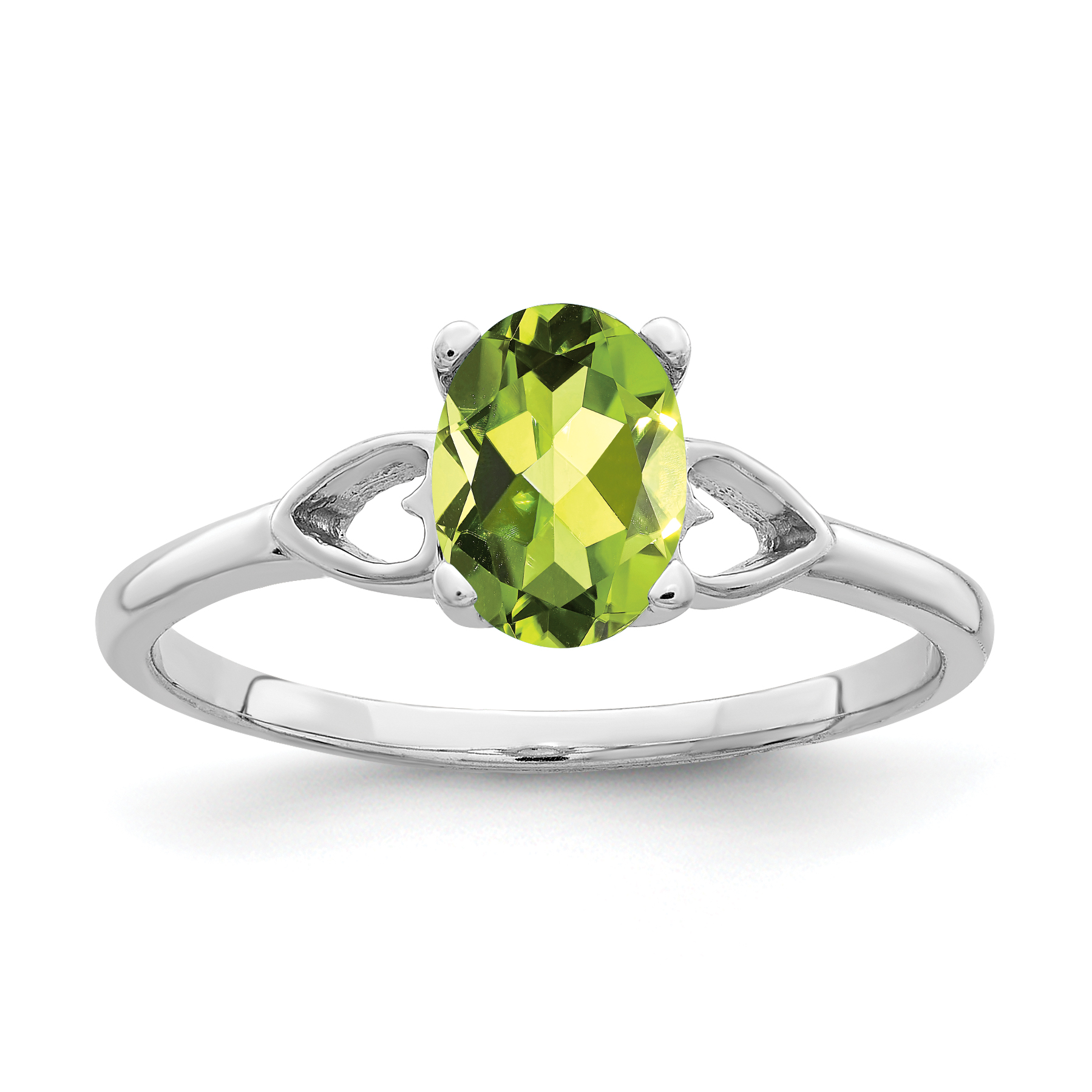 14k White Gold 7x5mm Oval Peridot ring (Y2194PE)