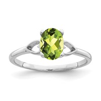 14K White Gold 7x 5mm Oval Peridot Ring view 1