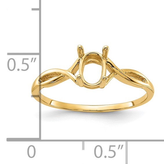 14k Polished Holds 7x5 Oval Gemstone Ring Mounting