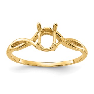 14k Polished Holds 7x5 Oval Gemstone Ring Mounting