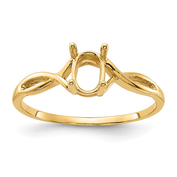 14k Polished Holds 7x5 Oval Gemstone Ring Mounting