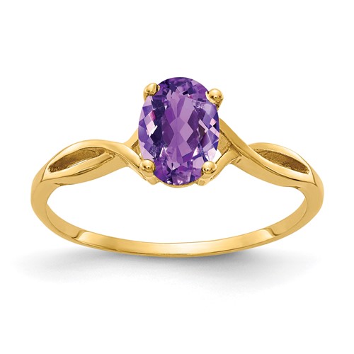 14K Yellow Gold 7x 5mm Oval Amethyst Twist Ring