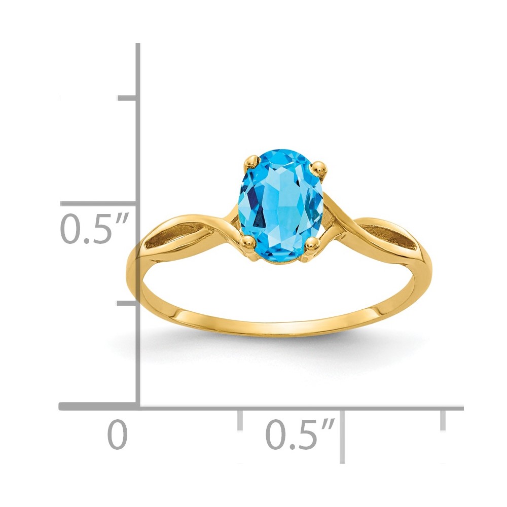 14k 7x5mm Oval Blue Topaz ring (Y2197BT)