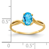 14K Yellow Gold 7x 5mm Oval Blue Topaz Twist Ring view 2