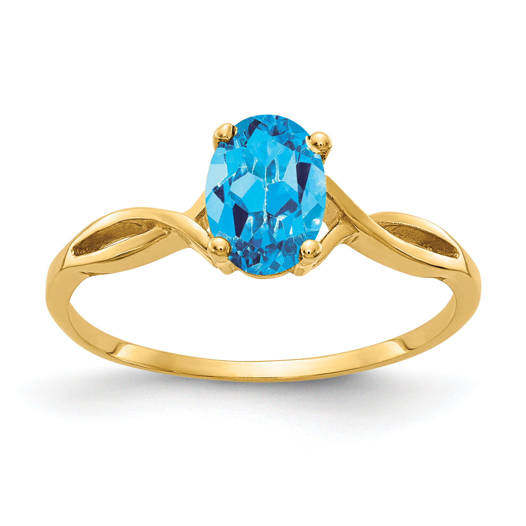 14k 7x5mm Oval Blue Topaz ring (Y2197BT)