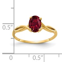 14K Yellow Gold 7x 5mm Oval Lab-Created Ruby Ring view 2