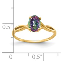 14K Yellow Gold 7x5mm Oval Mystic Fire Topaz Twist Ring view 2