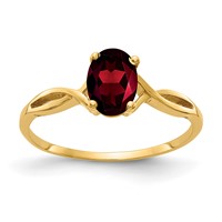 14K Yellow Gold 7x5mm Oval Garnet Twist Ring view 1