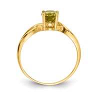 14K Yellow Gold 7x 5mm Oval Peridot Twist Ring view 2