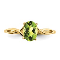14K Yellow Gold 7x 5mm Oval Peridot Twist Ring view 5
