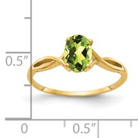 14K Yellow Gold 7x 5mm Oval Peridot Twist Ring view 4