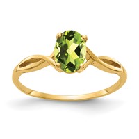 14K Yellow Gold 7x 5mm Oval Peridot Twist Ring view 1