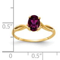 14K Yellow Gold 7x 5mm Oval Rhodolite Garnet Twist Ring view 2