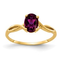 14K Yellow Gold 7x 5mm Oval Rhodolite Garnet Twist Ring view 1