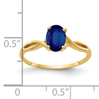14K Yellow Gold 7x5mm Oval Blue Sapphire Ring view 2