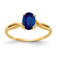 14K Yellow Gold 7x5mm Oval Blue Sapphire Ring view 1