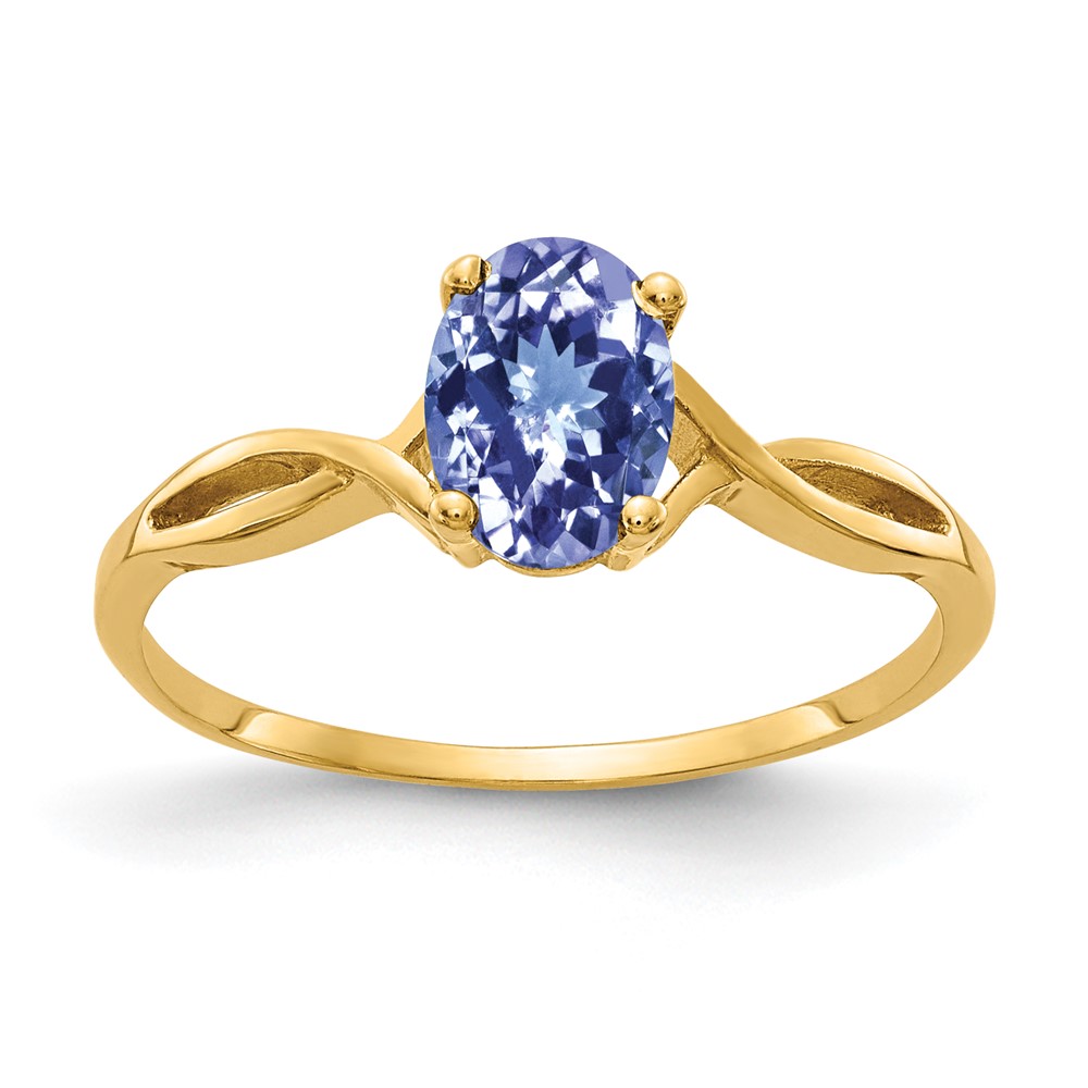 14K Yellow Gold 7x5mm Oval Tanzanite Ring