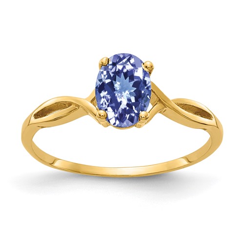 14K Yellow Gold 7x 5mm Oval Tanzanite Ring