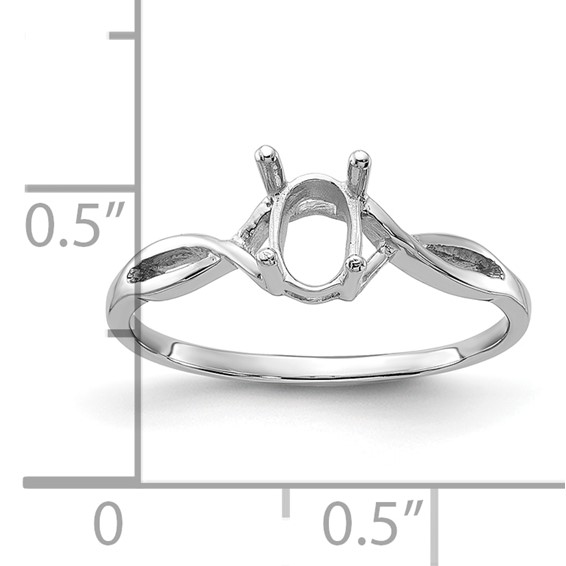 14k White Gold Polished 7x5 Oval Gemstone Ring