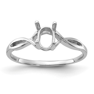 14k White Gold Polished 7x5 Oval Gemstone Ring