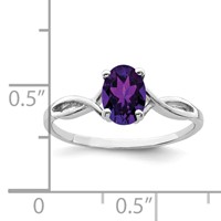 14K White Gold 7x5mm Oval Amethyst Twist Ring view 2