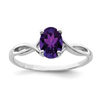 14K White Gold 7x5mm Oval Amethyst Twist Ring view 1