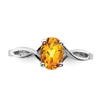 14K White Gold 7x 5mm Oval Citrine Twist Ring view 5