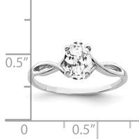 14K White Gold 7x5mm Oval Cubic Zirconia Twist Ring view 2
