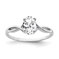 14K White Gold 7x5mm Oval Cubic Zirconia Twist Ring view 1