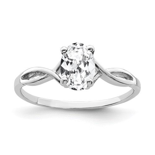 14K White Gold 7x 5mm Oval Cubic Zirconia Twist Ring