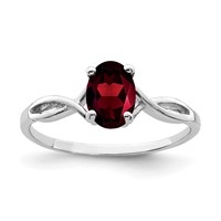 14K White Gold 7x5mm Oval Garnet Twist Ring view 1