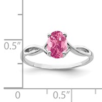 14K White Gold 7x 5mm Oval Pink Tourmaline Twist Ring view 2