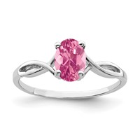 14K White Gold 7x 5mm Oval Pink Tourmaline Twist Ring view 1