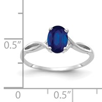 14K White Gold 7x5mm Oval Blue Sapphire Ring view 2