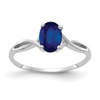 14K White Gold 7x5mm Oval Blue Sapphire Ring view 1